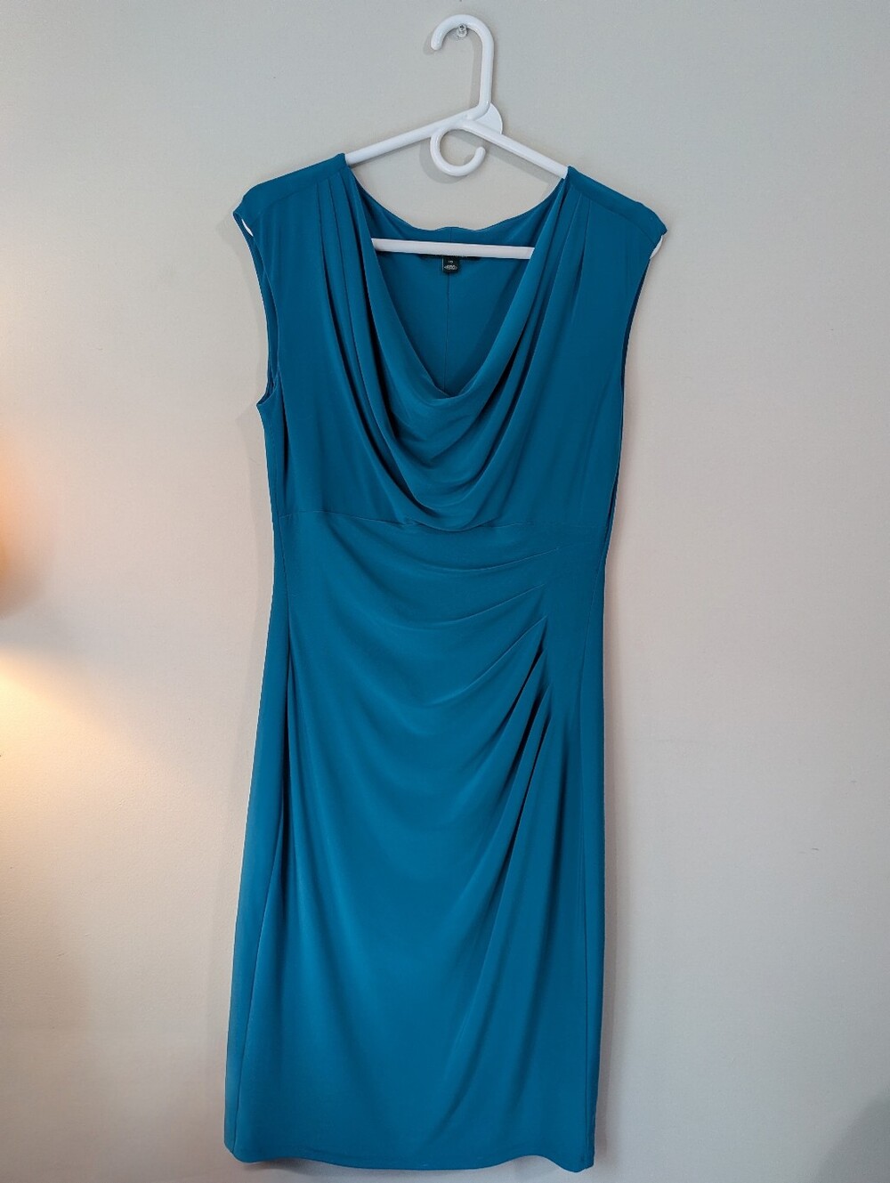 Ralph Lauren Teal Draped Cowl Neck Sheath Dress | Size 10
